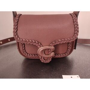 Coach Tabby Messenger Bag 19 with Braid in Brass/Wine Pebble Leather